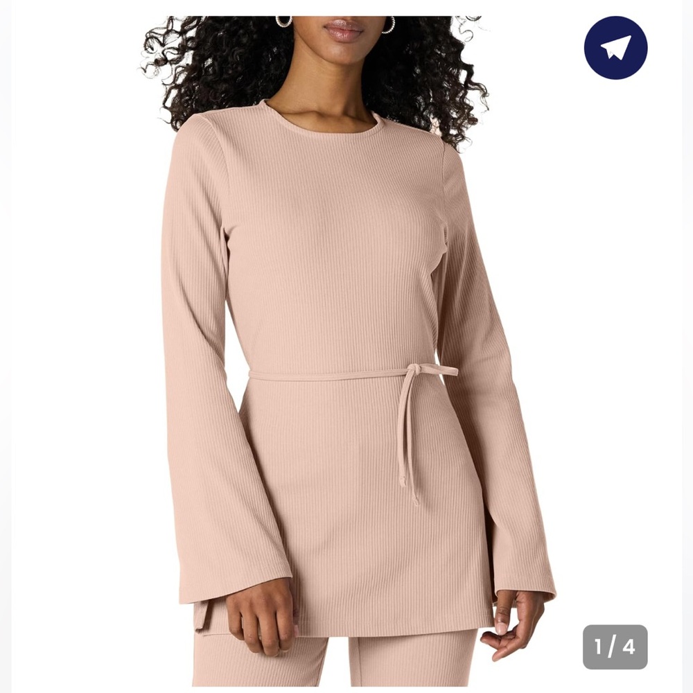 NWT The Drop Women’s Warm Taupe Long Ribbed Tunic Top